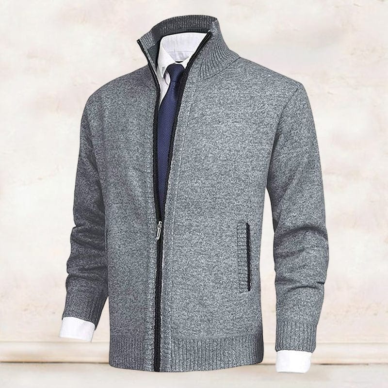 Slim-Fit Zip-Up Cardigan Jacket | Wool & Polyester | Warm and Stylish