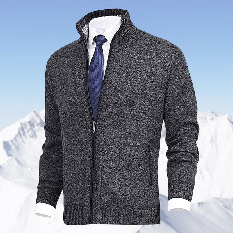 Slim-Fit Zip-Up Cardigan Jacket | Wool & Polyester | Warm and Stylish