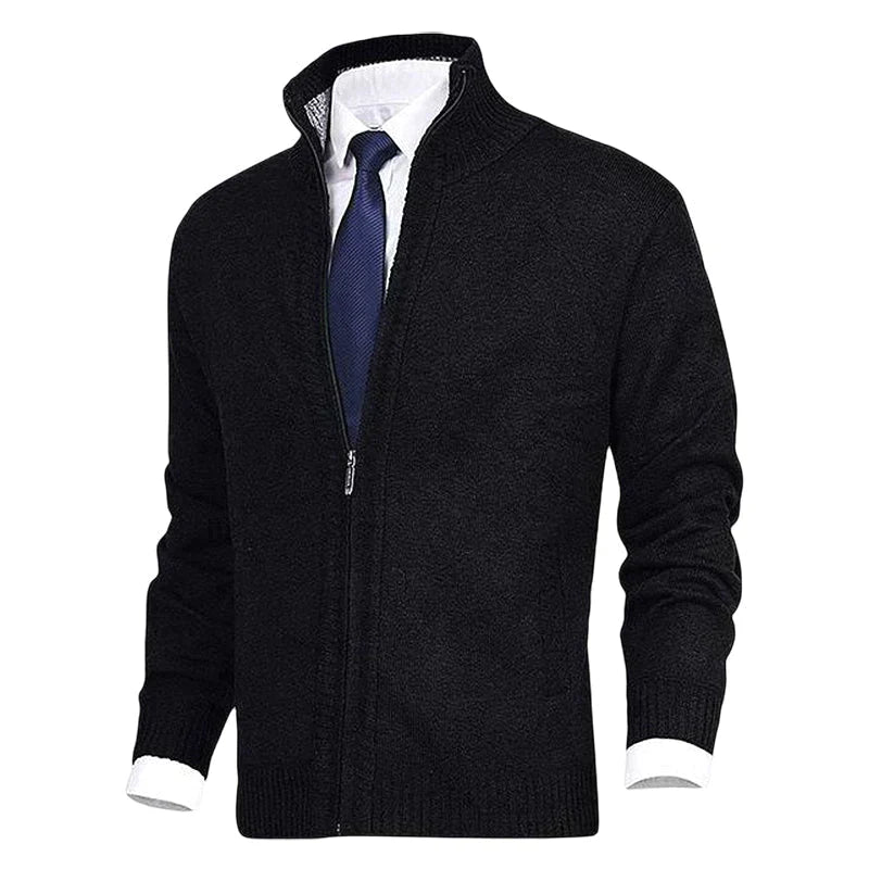 Slim-Fit Zip-Up Cardigan Jacket | Wool & Polyester | Warm and Stylish