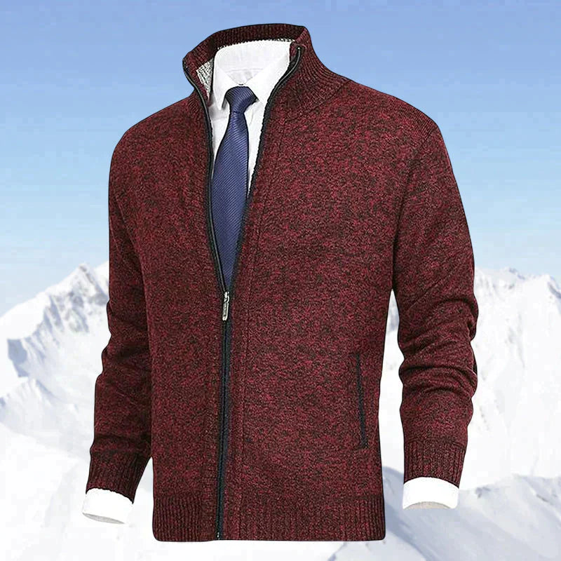 Slim-Fit Zip-Up Cardigan Jacket | Wool & Polyester | Warm and Stylish