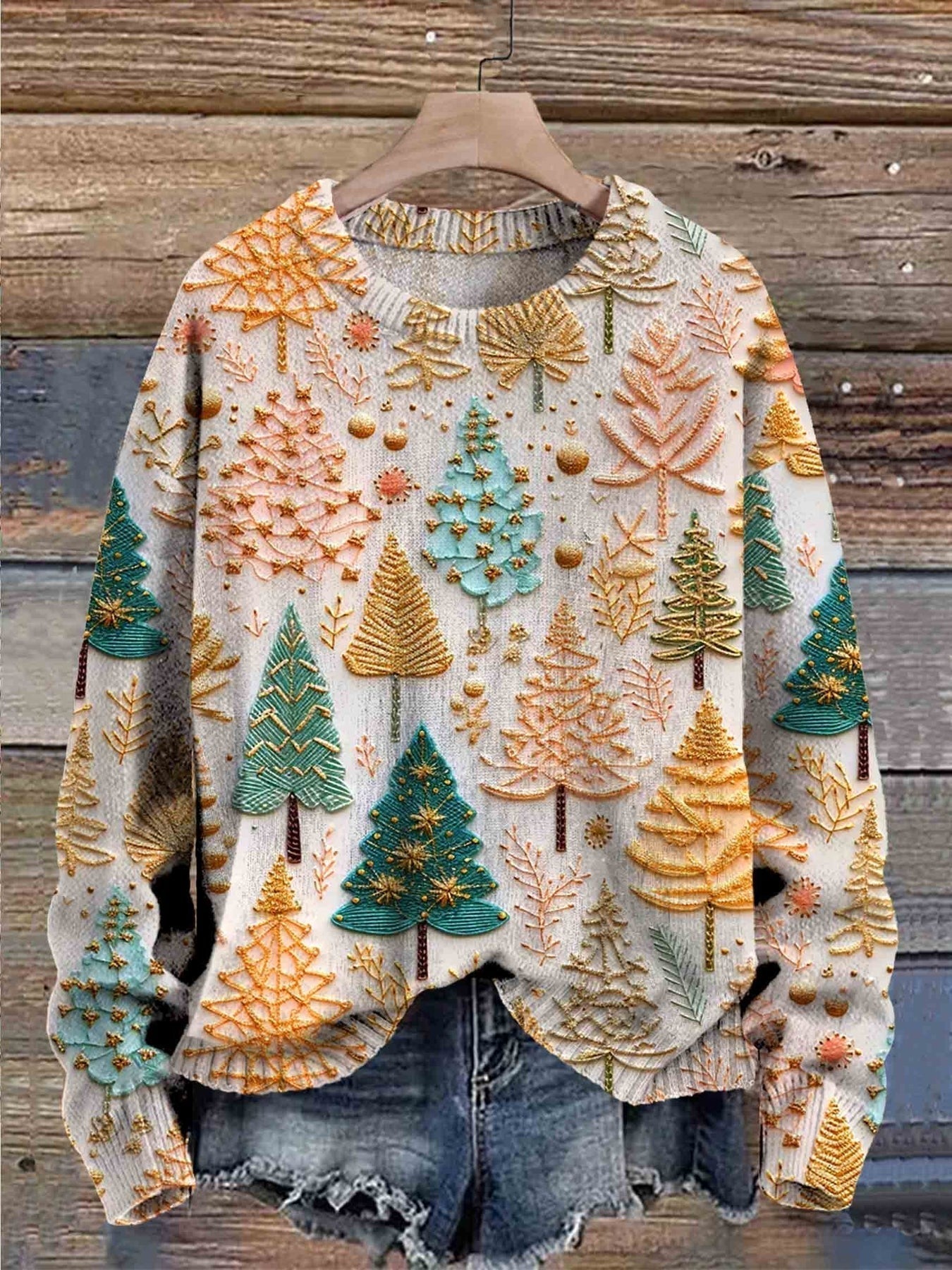 Festive Knitted Sweater | Holiday Tree Print | Warm & Cosy Knitwear