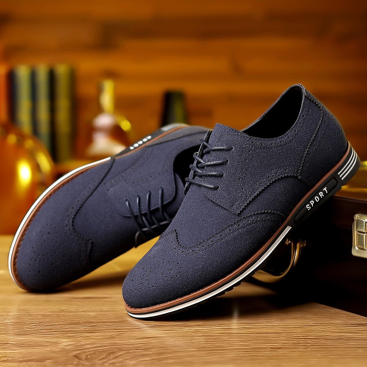 Men's Low-Top Suede Shoes | Matte Finish, Casual Design | Everyday and Semi-Formal Wear
