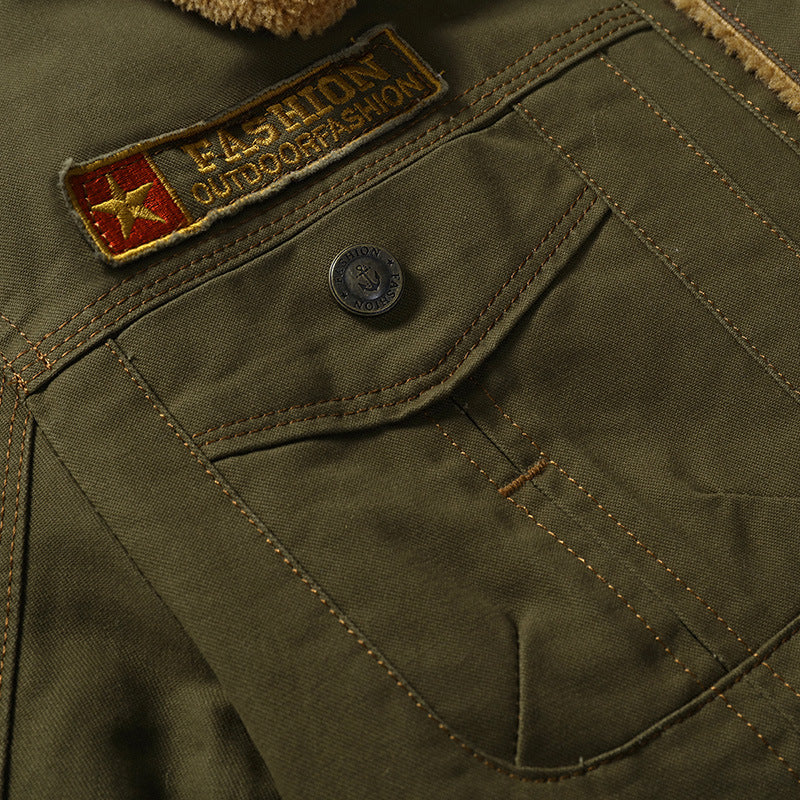Sherpa-Lined Military Jacket | Cotton Blend | Durable Winter Style