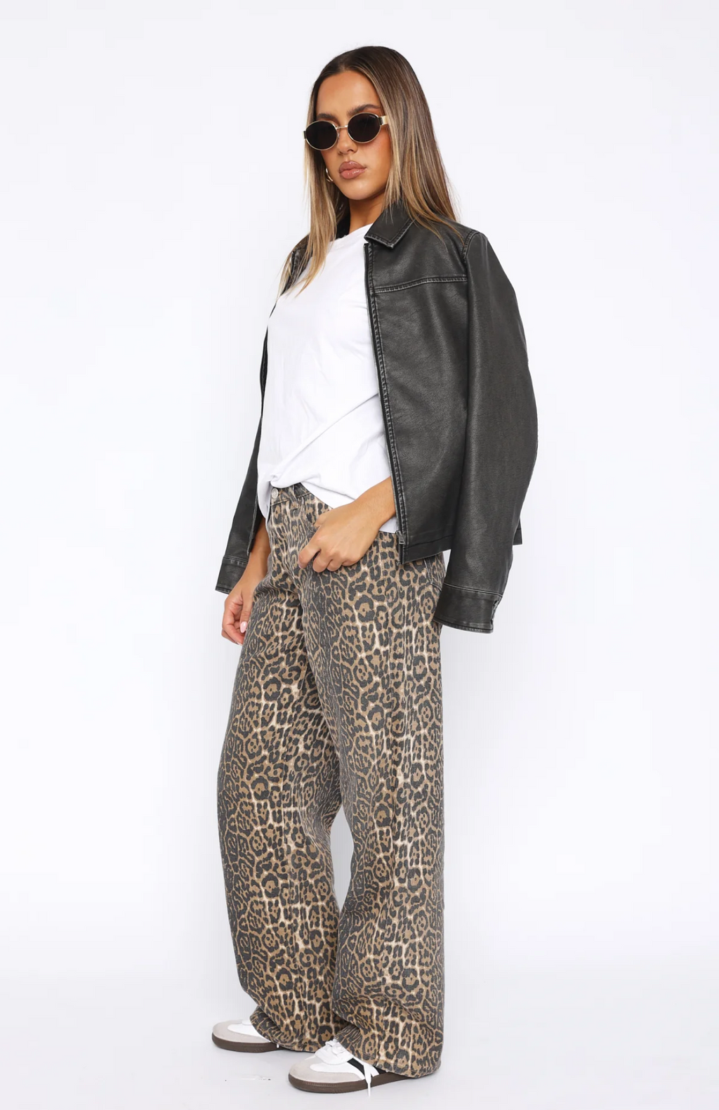 Leopard Wide-Leg Jeans | Low Rise Fit | Casual Chic