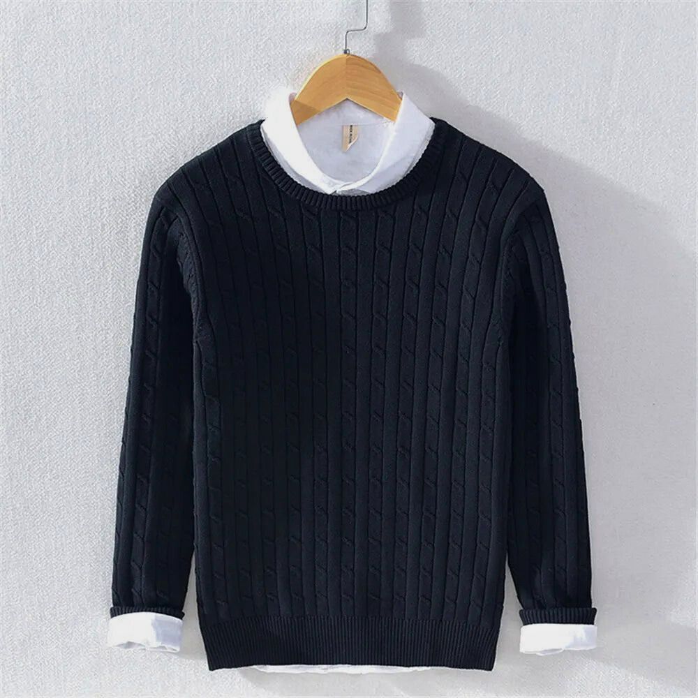 Cable-Knit Sweater | Mock Collar | Classic and Stylish