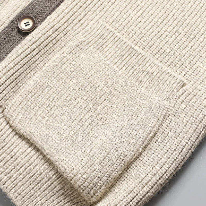 Contrast-Collar Button-Up Cardigan | Refined Style | Cozy Fit