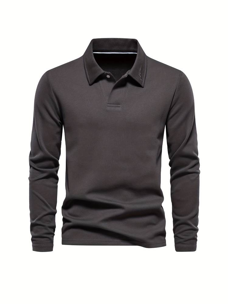 Long-Sleeve Polo Shirt | Cotton Blend | Classic and Comfortable
