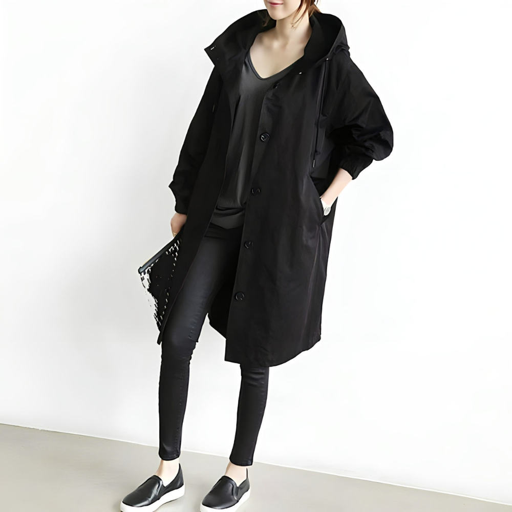 Oversized Hooded Trench Coat | Lightweight and Relaxed Fit | Stylish and Practical