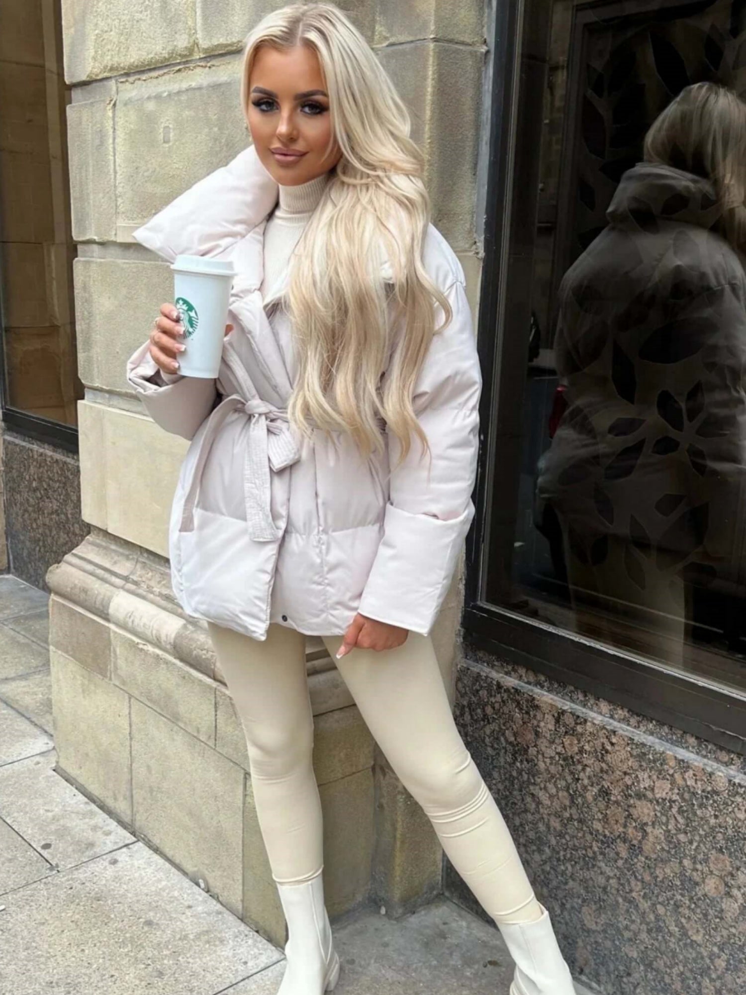 Belted Puffer Jacket | Flattering Fit | Oversized Collar