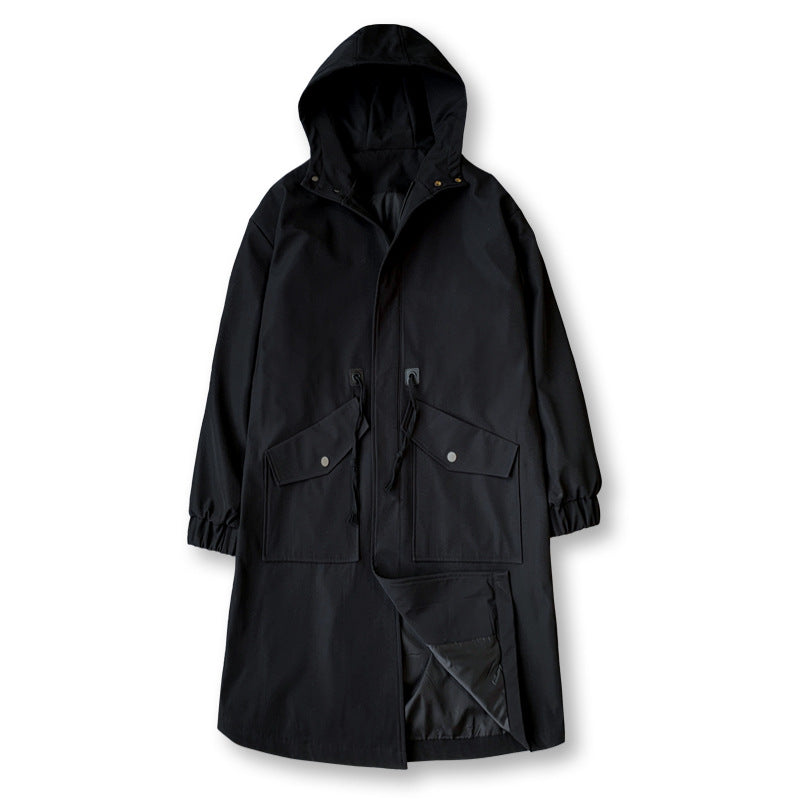 Hooded Longline Trench Coat | Water-Resistant | Minimalist Design