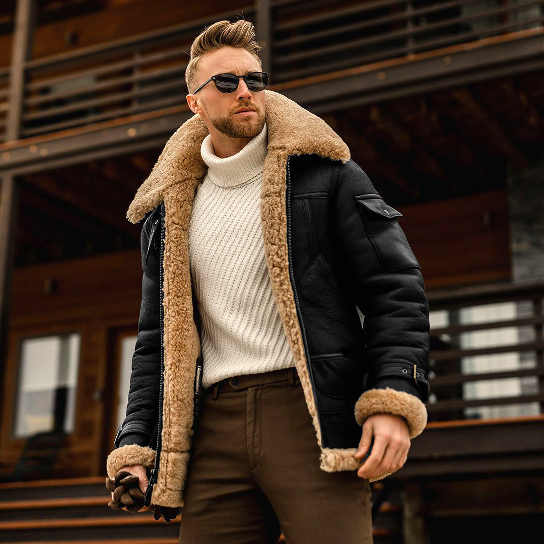 Aviator Shearling Jacket | Faux Leather | Warm and Stylish