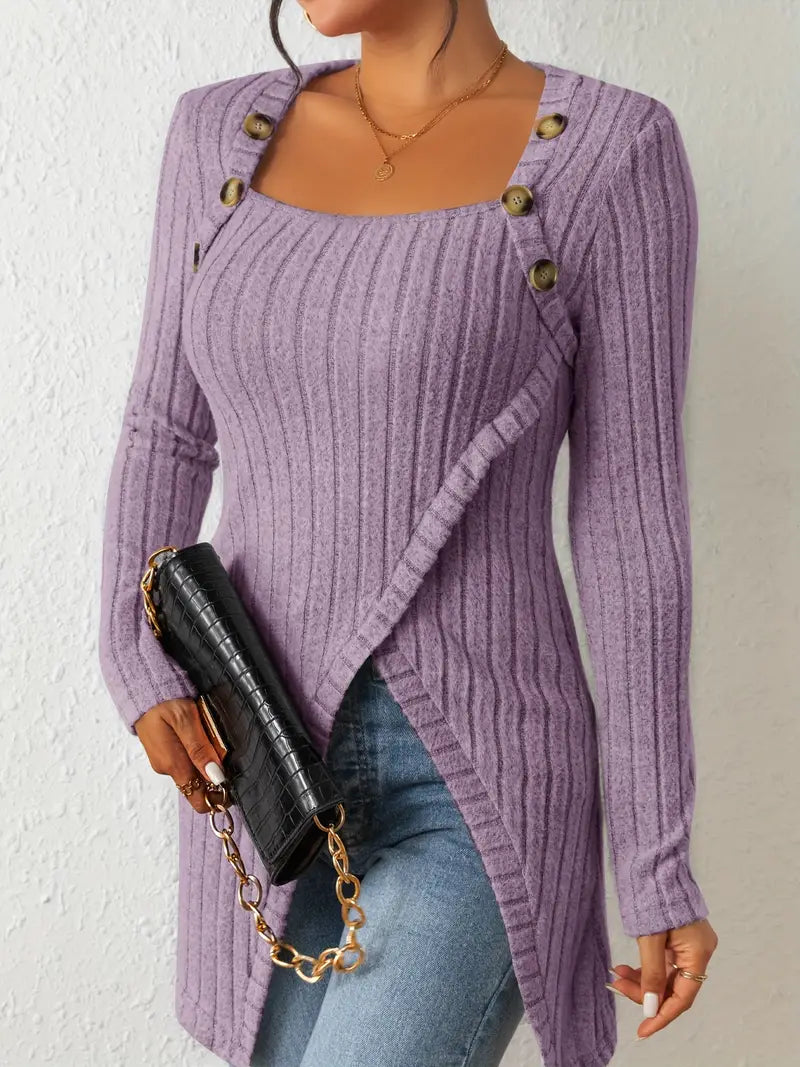 Ribbed Knit Sweater | Long-Sleeve | Stylish and Comfortable