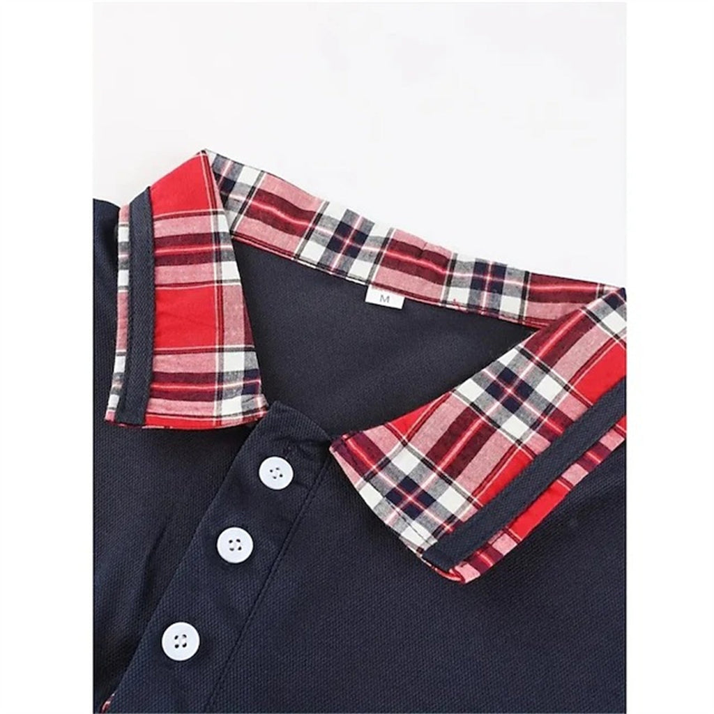 Plaid-Accent Polo Shirt | Soft Cotton Blend | Modern and Stylish Casual Wear
