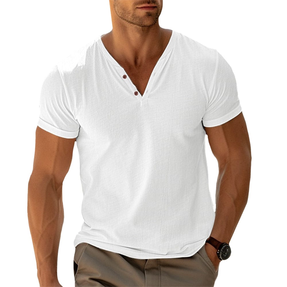 Men's Short-Sleeve V-Neck Henley Shirt | Slim Fit | Casual Summer Essential