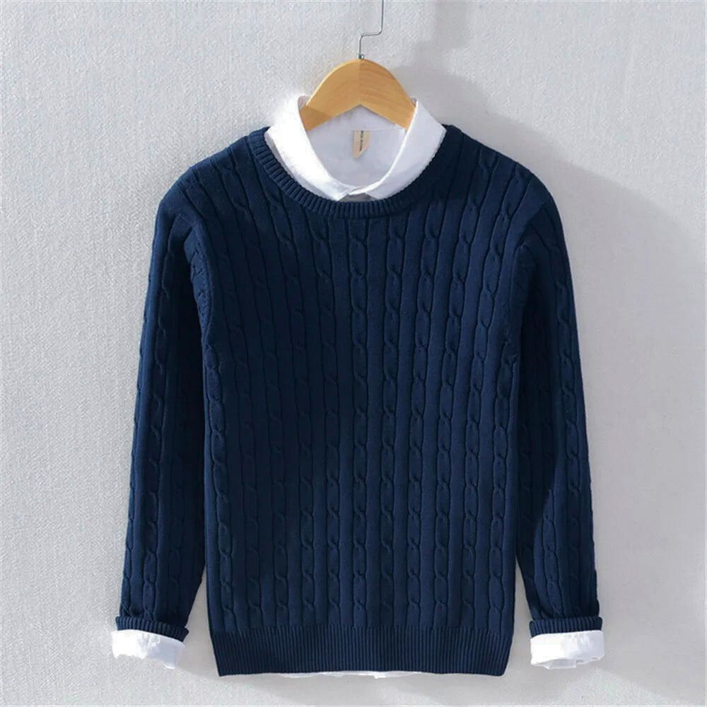Cable-Knit Sweater | Mock Collar | Classic and Stylish