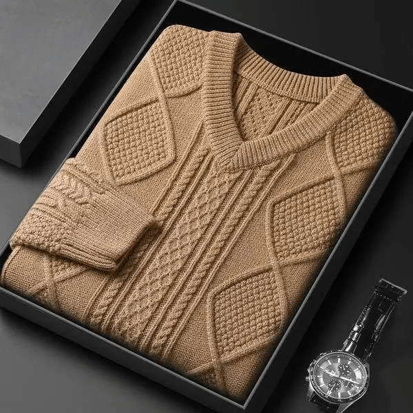 Cable-Knit Sweater | V-Neck | Textured Design