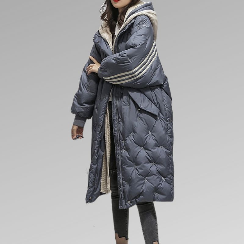 Oversized Long Quilted Puffer Coat | Hooded Design | Warm and Stylish