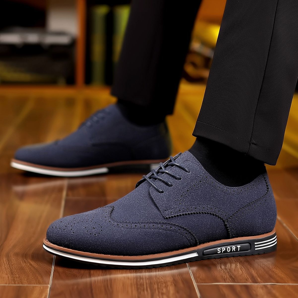 Men's Low-Top Suede Shoes | Matte Finish, Casual Design | Everyday and Semi-Formal Wear