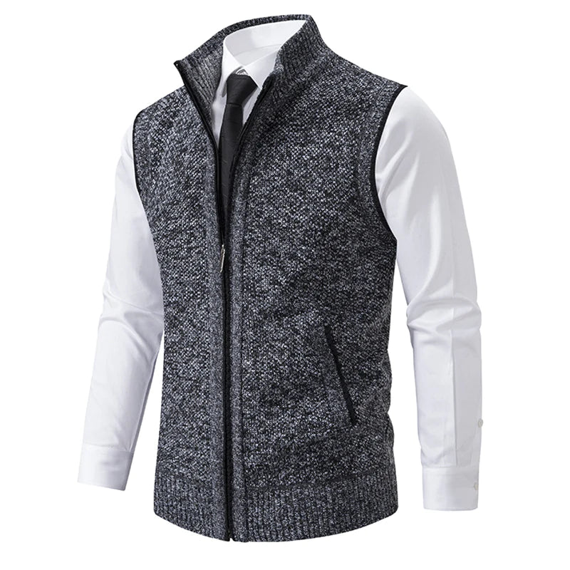 Tweed Zip-Up Vest | Classic Design | Warm and Polished