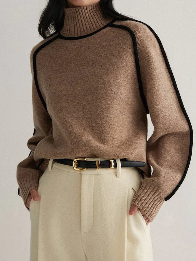 Turtleneck Jumper | Contrast Trim Design | Everyday Elegance