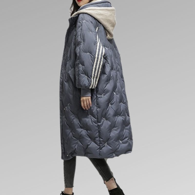 Oversized Long Quilted Puffer Coat | Hooded Design | Warm and Stylish