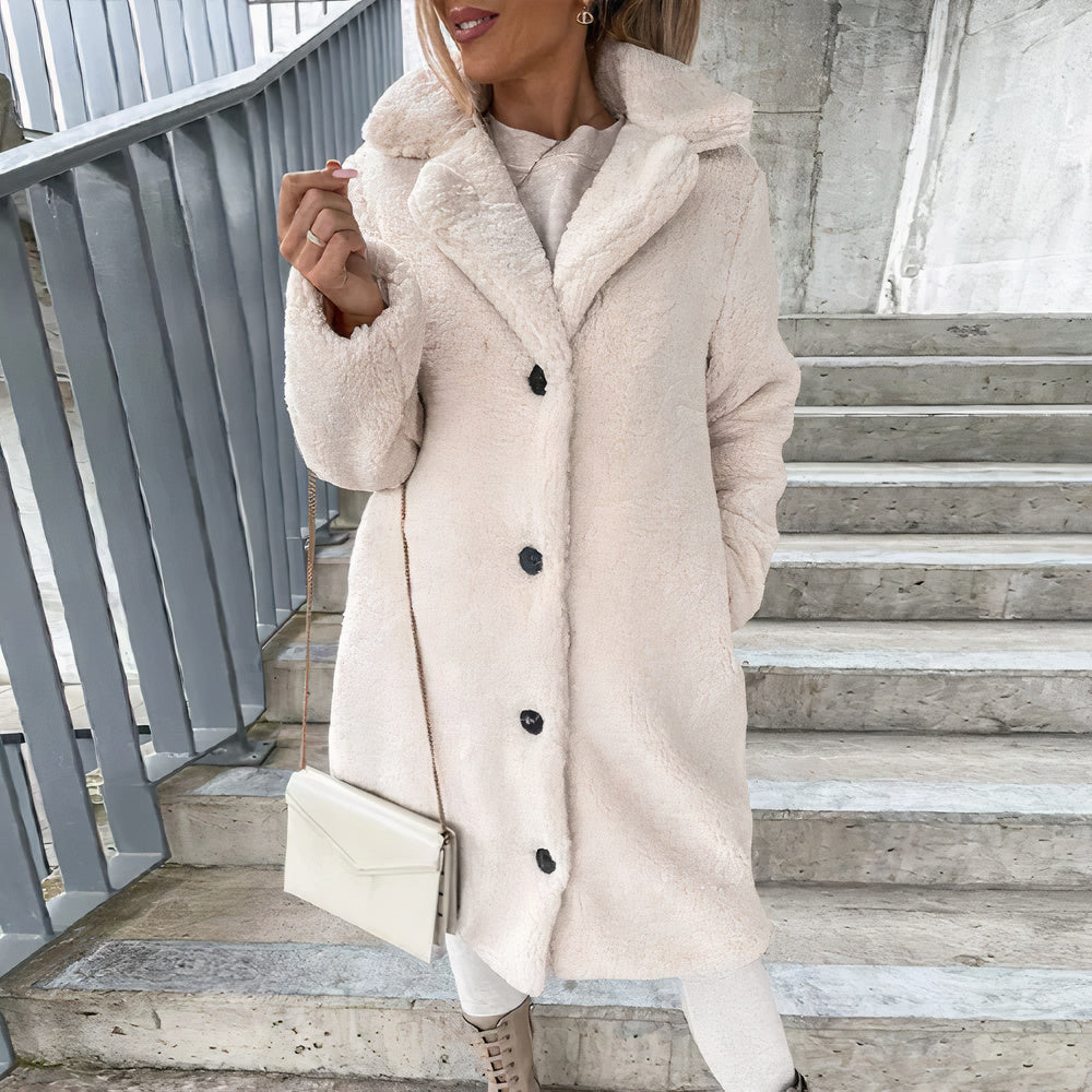 Longline Teddy Coat | Button-Down Design | Warm and Sophisticated