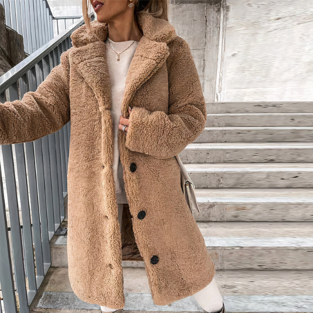 Longline Teddy Coat | Button-Down Design | Warm and Sophisticated