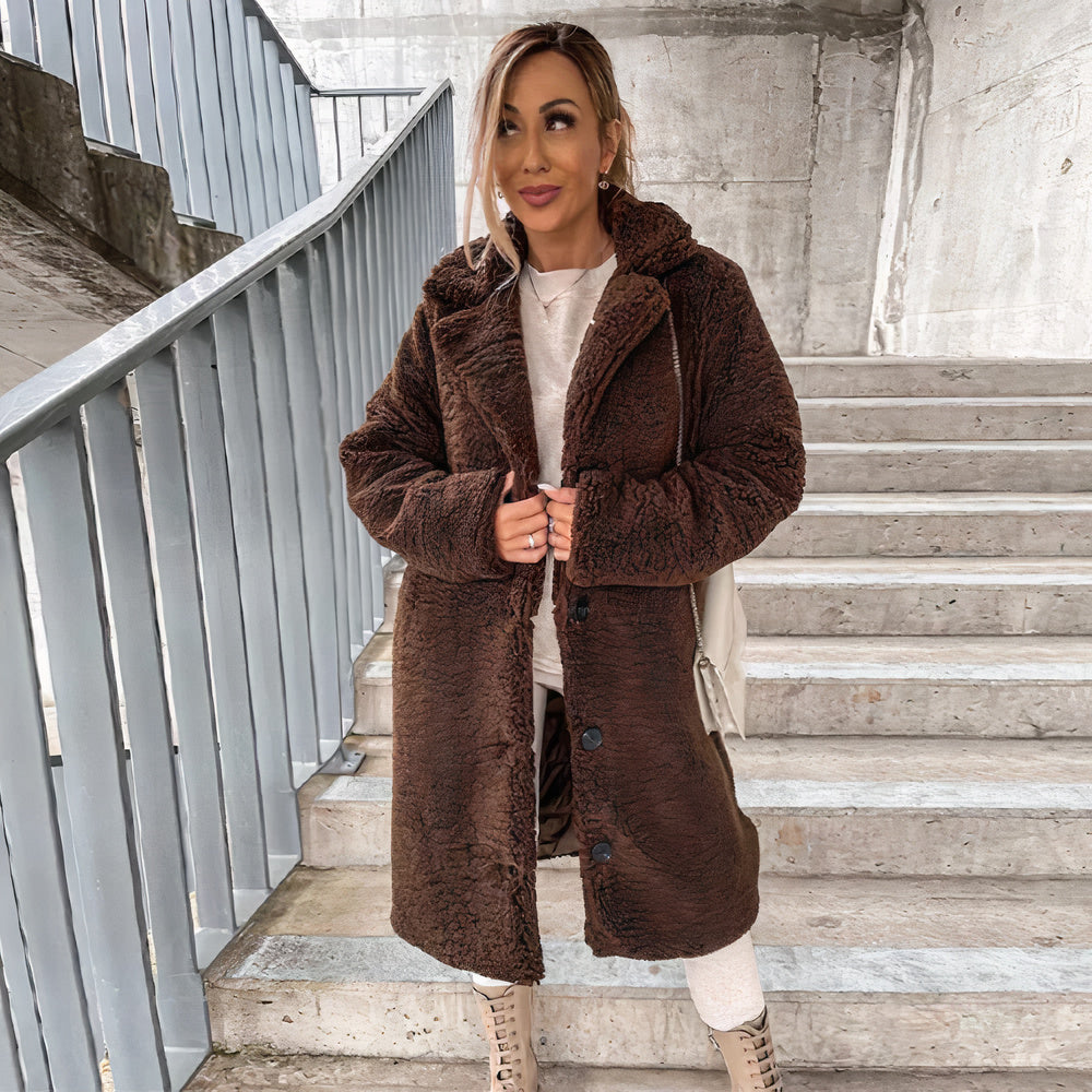 Longline Teddy Coat | Button-Down Design | Warm and Sophisticated
