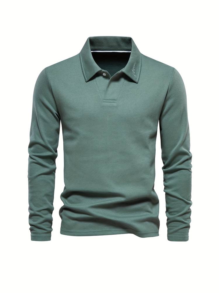 Long-Sleeve Polo Shirt | Cotton Blend | Classic and Comfortable