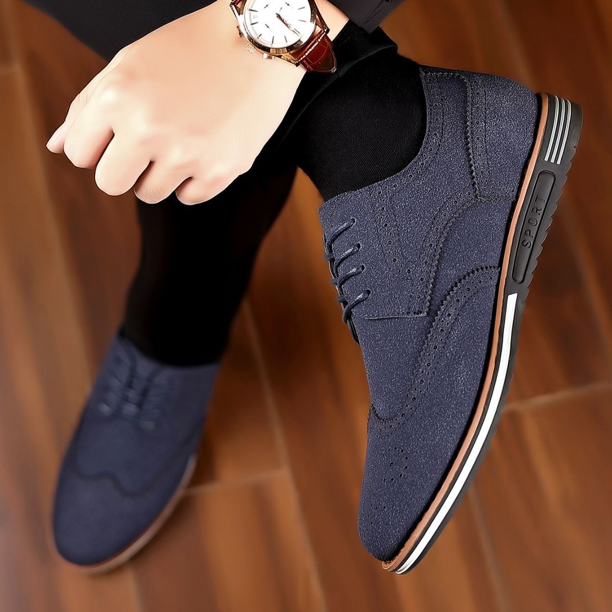 Men's Low-Top Suede Shoes | Matte Finish, Casual Design | Everyday and Semi-Formal Wear