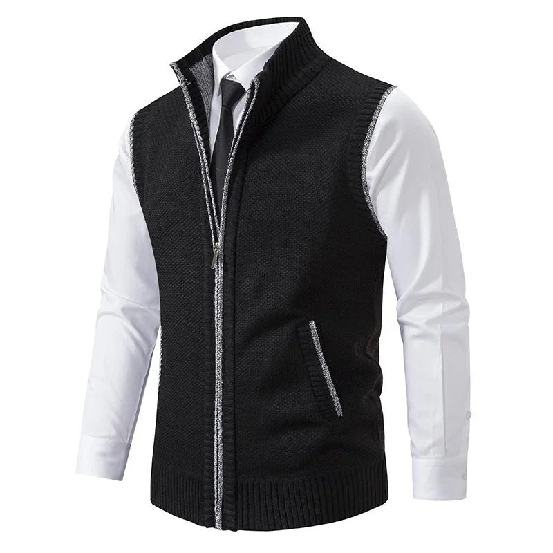 Tweed Zip-Up Vest | Classic Design | Warm and Polished