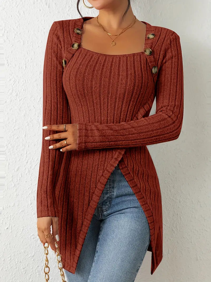 Ribbed Knit Sweater | Long-Sleeve | Stylish and Comfortable