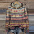 Fair Isle Knit Hoodie | Multicolor Boho Style | Cozy and Relaxed
