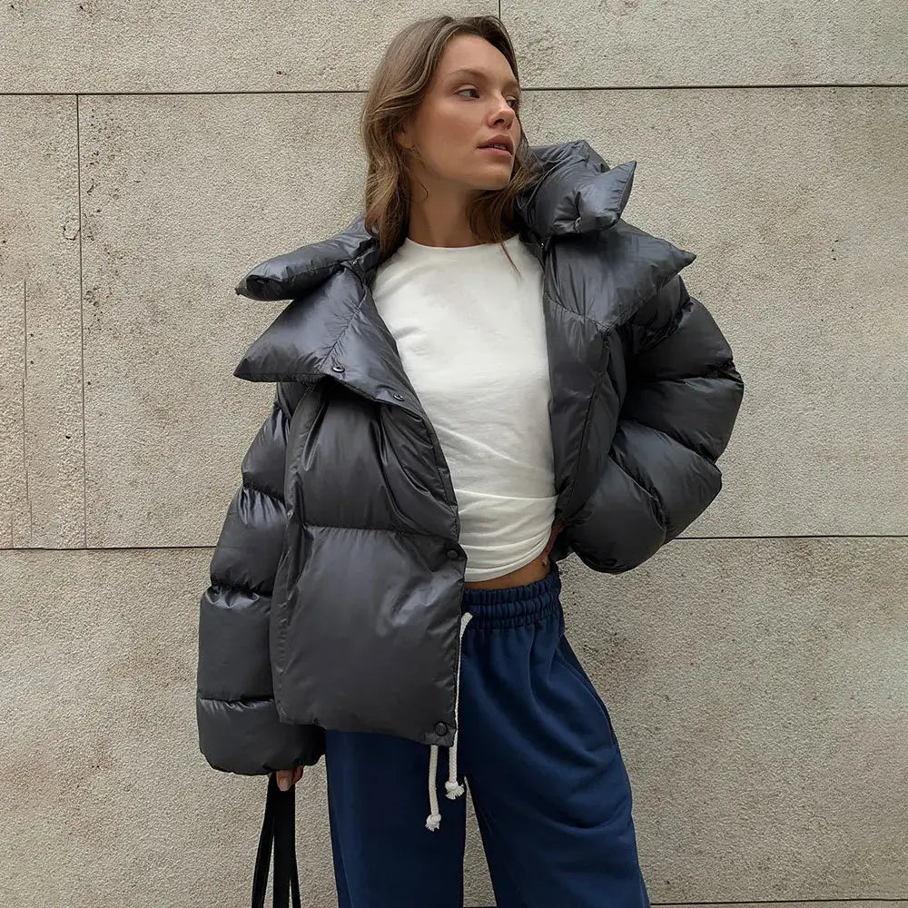 Oversized Puffer Jacket | High Neck & Hood | Cold Weather Casuals