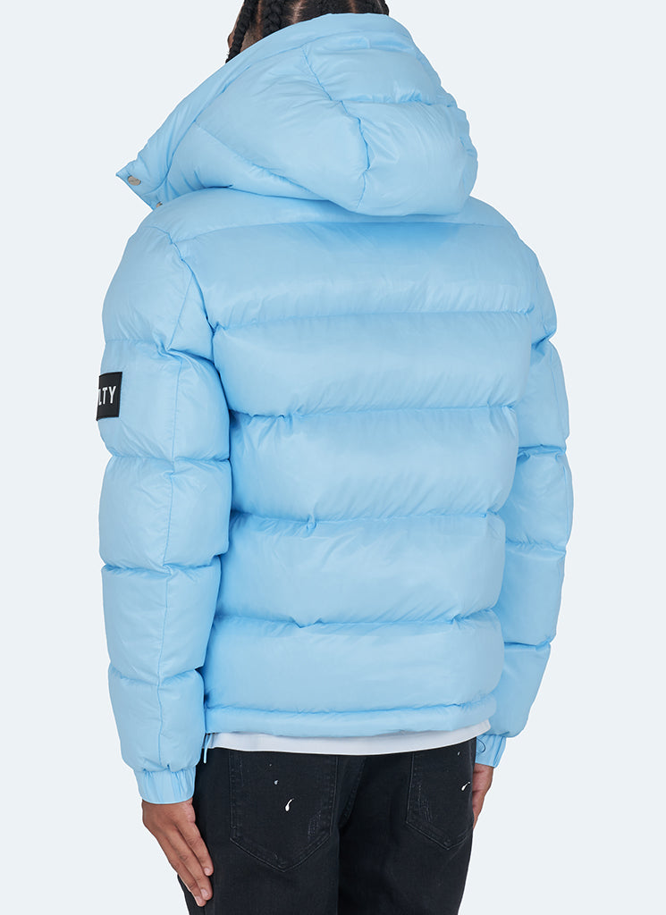 Sky-Blue Puffer Jacket | Insulated Design | Bold and Warm