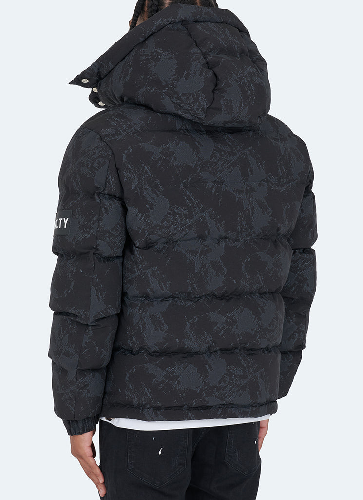 Patterned Hooded Puffer Jacket | Stylish Warmth | Unique Design