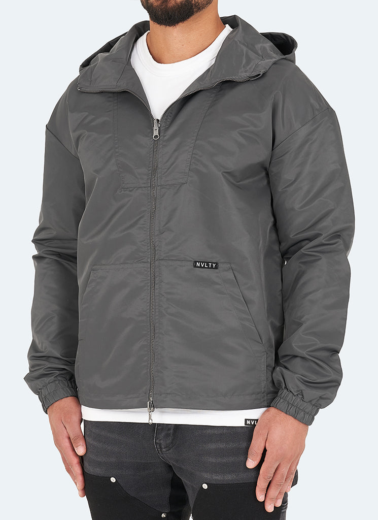 Hooded Windbreaker Jacket | Charcoal Grey | Lightweight and Water-Resistant