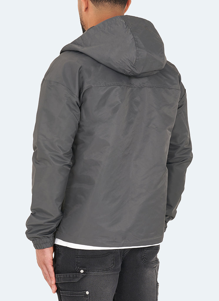 Hooded Windbreaker Jacket | Charcoal Grey | Lightweight and Water-Resistant