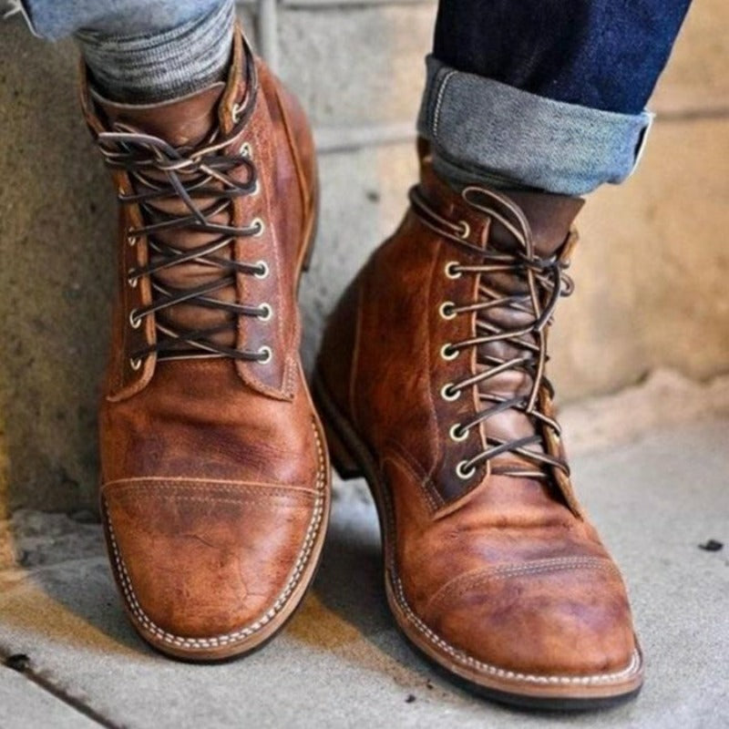 Leather Lace-Up Boots | Rugged and Stylish | Durable Design