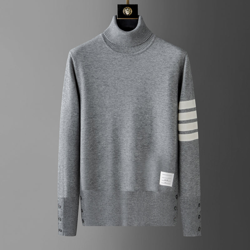 Ribbed Turtleneck Sweater | Striped Detail | Warm and Stylish