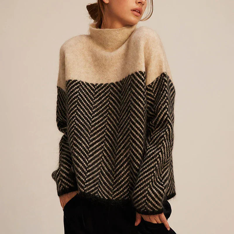 Two-Tone Chevron Sweater | Relaxed Fit | Cozy and Stylish