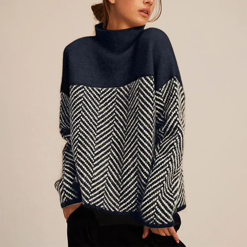 Two-Tone Chevron Sweater | Relaxed Fit | Cozy and Stylish