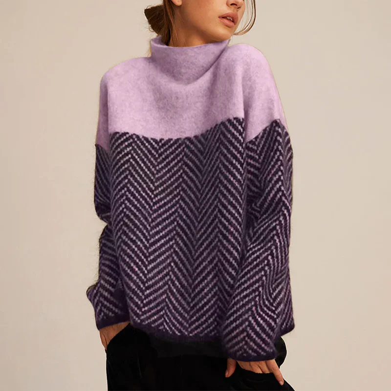 Two-Tone Chevron Sweater | Relaxed Fit | Cozy and Stylish