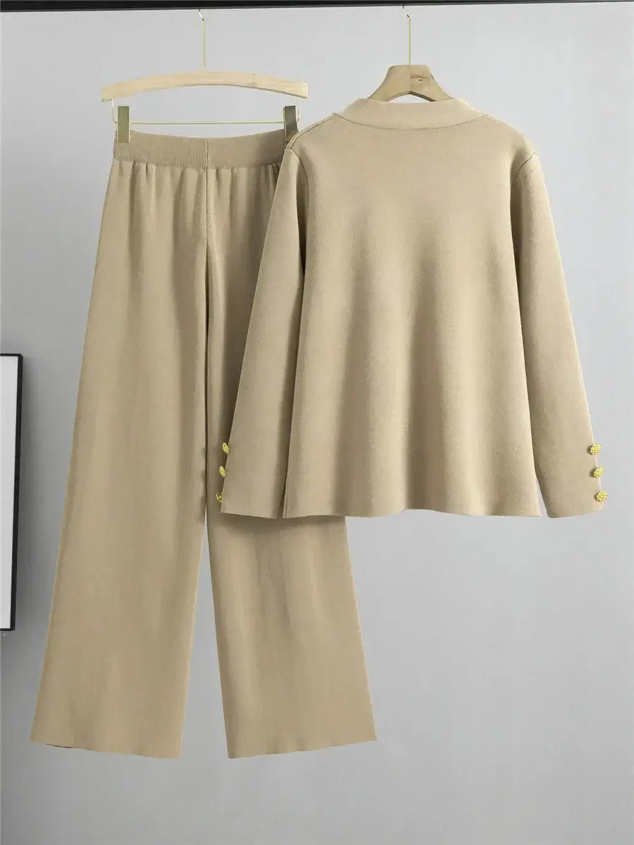 Women’s Knitwear Set | Gold Button Detail | Everyday Elegance
