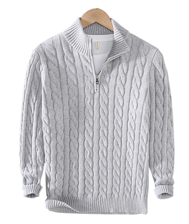 Cable Knit Half-Zip Sweater | Soft Cotton Blend | Smart Casual