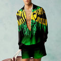 Men's Printed Silk Two-Piece Set | Relaxed Fit | Vibrant Resort Wear
