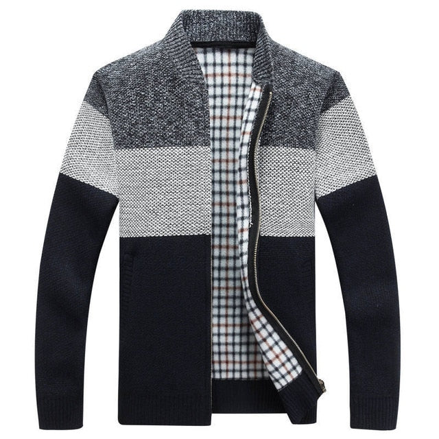 Color-Block Knit Cardigan | Plaid Lined | Modern Style