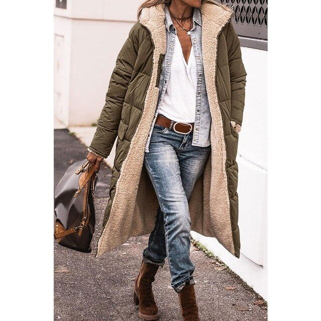 Long Hooded Coat | Teddy Fleece or Quilted | Warm and Stylish
