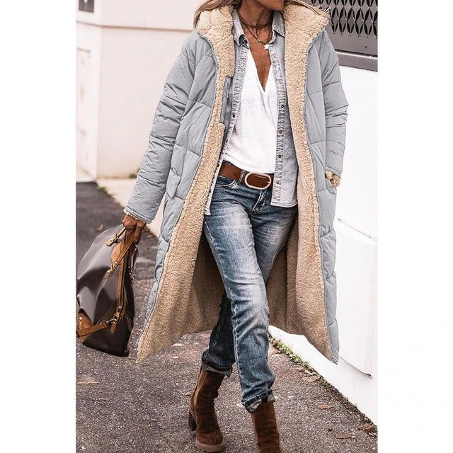 Long Hooded Coat | Teddy Fleece or Quilted | Warm and Stylish