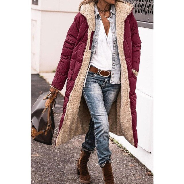 Long Hooded Coat | Teddy Fleece or Quilted | Warm and Stylish